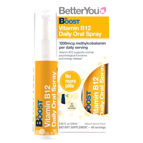 BetterYou Boost Vitamin B12 Oral Spray - Energy Support, Natural Apricot Flavor - 0.85 oz