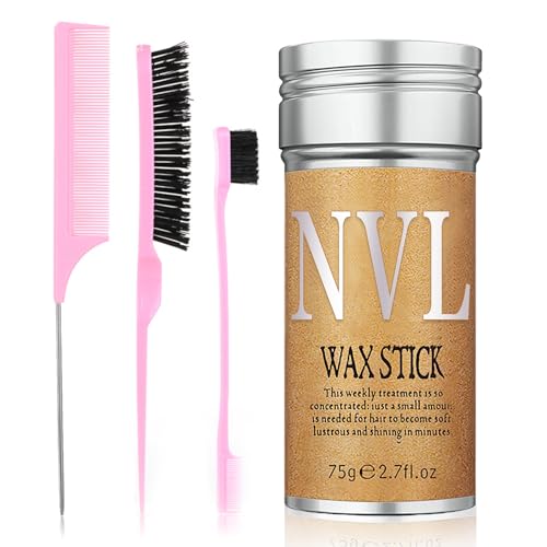 NVLEPTAP Hair Wax Stick - Non-Greasy Edge Control for Smooth Styling, 3 Combs Included