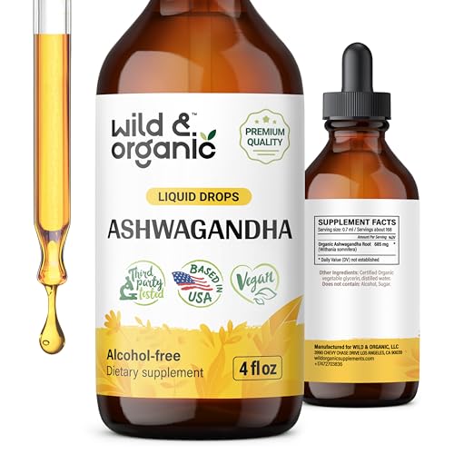 Wild & Organic Ashwagandha Drops - Supports Relaxation, Vegan, Alcohol-Free - 4 oz