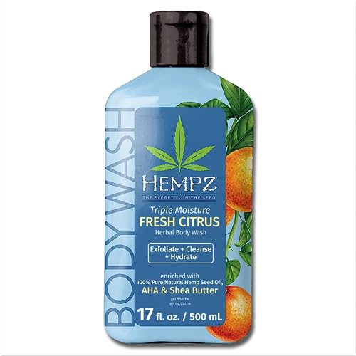 Hempz Body Wash - Hydrating Grapefruit & Peach, Pure Hemp Seed Oil, Exfoliating - 17 fl oz