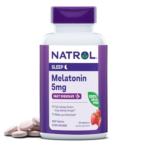 Natrol Sleep Supplement - Fast Dissolve 5mg Melatonin, Vegetarian, Strawberry Flavor - 200 Tablets