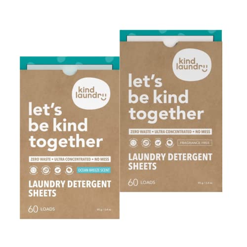 KIND LAUNDRY Detergent Sheets - Gentle on Skin, Plant-Based, Biodegradable, 32 Sheets