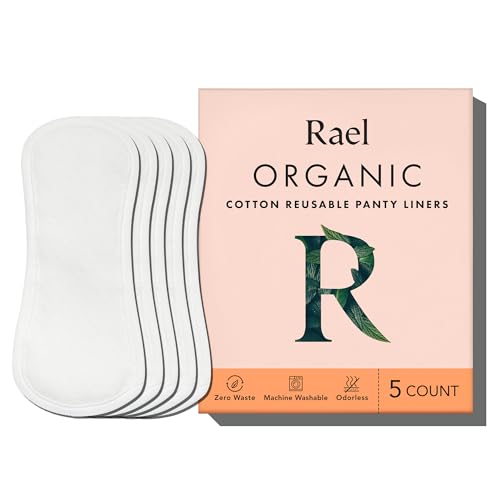 Rael Reusable Panty Liners - Organic Cotton, Hypoallergenic, Leak-Free, Comfortable Fit - 5 Count