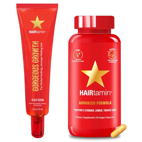 HAIRtamin Hair Growth Serum & Biotin Capsules - Nourishes Scalp, Strengthens Hair - 60ct