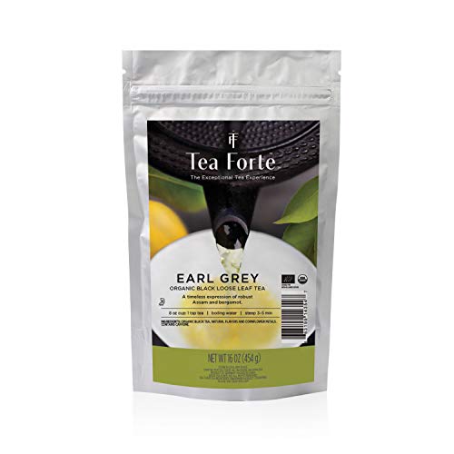 Tea Forte Earl Grey Loose Leaf Tea - Organic Assam, Fair Trade, 1lb, Makes 160-170 Cups