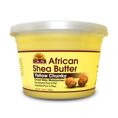 Okay Shea Butter Chunks - Daily Moisturizer for Skin Relief & Healing - 10oz Yellow Jar