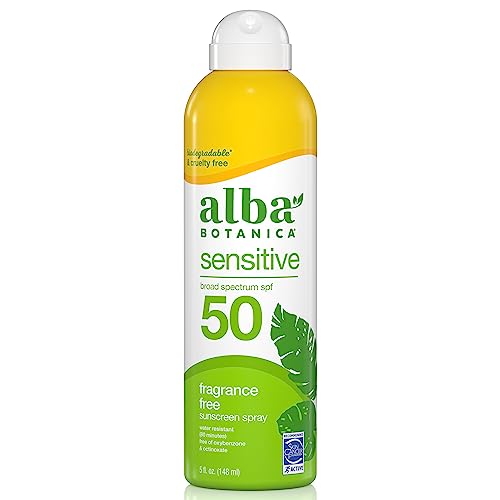 Alba Botanica Sunscreen Spray - SPF 50 Protection, Fragrance-Free, Water Resistant - 5 fl. oz.