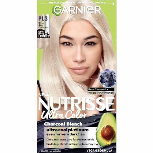 Garnier Hair Color Nutrisse Ultra Color - High-Shine, Zero Brassiness, Vegan - PL3 Charcoal Bleach