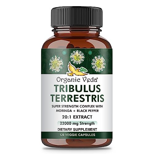 Organic Veda Moringa & Tribulus Supplement - Boost Energy & Stamina, Vegan - 120 Capsules
