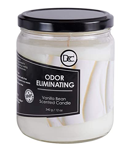 Vanilla Bean Odor Eliminating Candle - Freshens Pet, Smoke & Food Odors - 80 Hour Burn - 12oz