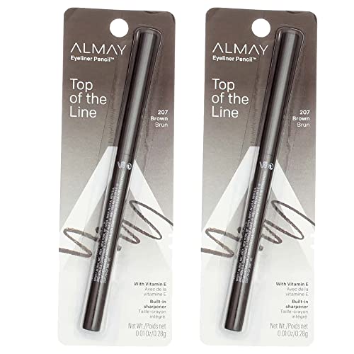 Almay Eyeliner Pencil - Hypoallergenic, Full Coverage, Brown - Pack of 2