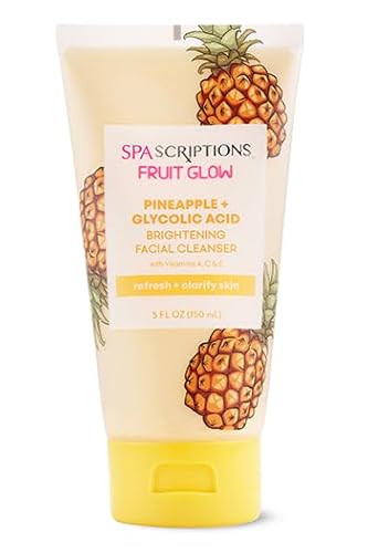 SpaScriptions Pineapple + Glycolic Acid Face Wash - Brightening, Hydrating Vitamins A, C, E - 5oz