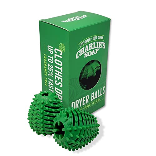 Charlie's Soap Dryer Balls - Reusable, Durable, Energy-Saving, Wool-Free - 2 Pack