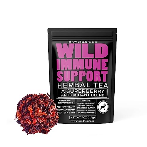 Wild Foods Immune Support Tea - Antioxidant Blend of Organic Elderberry & Hibiscus - 4oz