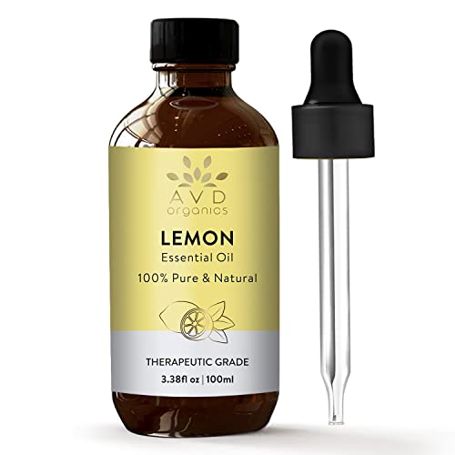 AVD Organics Lemon Essential Oil - 100% Pure for Skin & Aromatherapy, 3.38 fl. oz