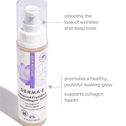 DERMA E Face Serum - Hydrating Peptides & Plant Collagen for Youthful Skin - 2 oz