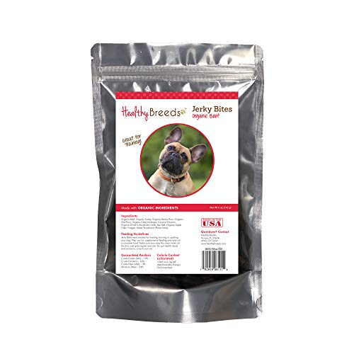 Healthy Breeds Dog Treats - Organic Beef Jerky Bites, Non-GMO, Made in USA - 5oz