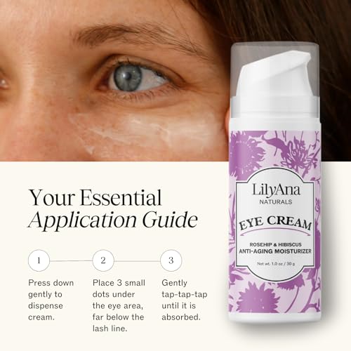 LilyAna Naturals Eye Cream - Reduces Dark Circles & Puffiness, Hydrates Sensitive Skin - 1.7oz