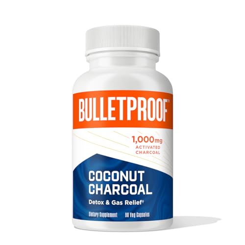 Bulletproof Coconut Charcoal Detox Capsules - Toxin Flush & Gas Relief, Non-GMO - 90 Count