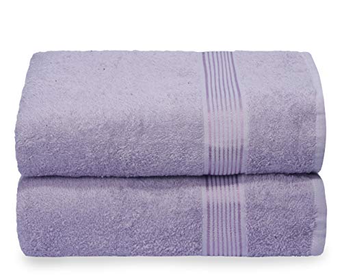 Belizzi Home Cotton Bath Towel Set - Ultra Absorbent, Quick-Dry, Chemical-Free - Dark Purple, 2 Pack