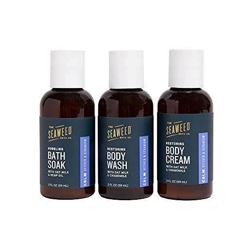 The Seaweed Bath Co. Sleep Gift Set - Calm Vetiver & Geranium, Vegan, Paraben-Free - 3x2oz
