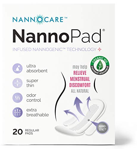 NannoPad Regular Feminine Pads - Organic Cotton, Odor Control, Leak-Free - 20 Count