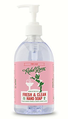 Rebel Green Hand Soap - Natural Moisturizing with Aloe, Pink Lilac Scent - 4 Pack, 16oz Each