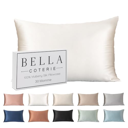 Bella Coterie Silk Pillowcase - Reduces Wrinkles, Retains Moisture, Soft 30 Momme - King, White