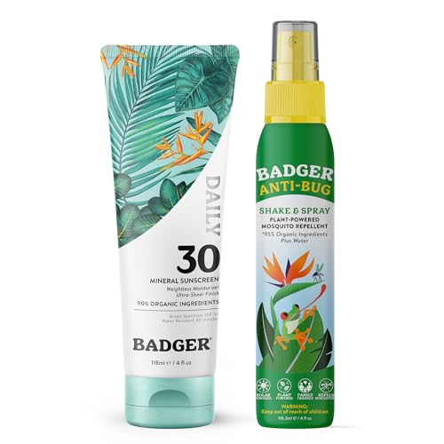 Badger Bug Repellent & Sunscreen Bundle - DEET-Free, SPF 30, Natural Ingredients - 3oz