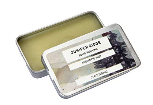 Juniper Ridge Perfume - Natural Essential Oil Blend, Travel-Friendly, Redwood Mist - 0.5 Oz Tin