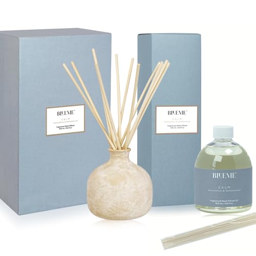 BLUEME Aromatherapy Diffuser - Promotes Tranquility, Natural Reeds, Handmade Ceramic - 16.91 Fl Oz