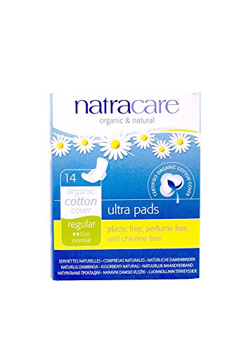 Natracare Organic Cotton Ultra Pads - Chlorine-Free, 95% Biodegradable, 14 Count, Pack of 4