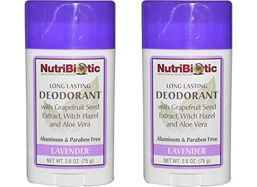 NutriBiotic Lavender Deodorant - Calming Lavender & Refreshing Grapefruit, Vegan - 2.6oz, Pack of 2