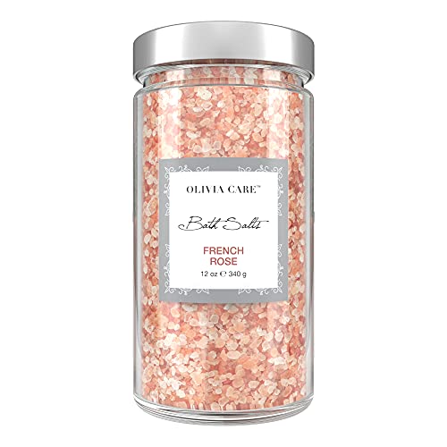 Olivia Care Bath Salt - Relieves Muscle Tension, Detoxifies & Hydrates Skin - 12oz, Fresh Rose Scent