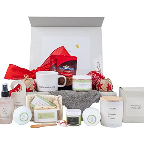 Lizush Luxury Spa Gift Set - Natural Self-Care Essentials, Eucalyptus & Mint - 15 Pieces