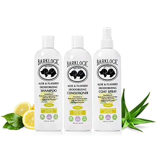 BarkLogic Deodorizing Pet Shampoo Kit - Natural Odor Control with Lemon Oil & Plant Enzymes - 16oz