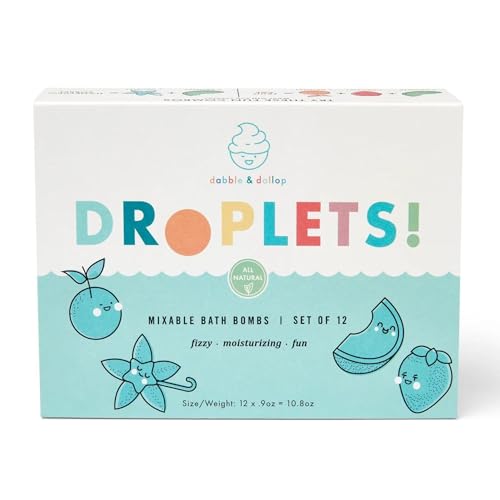 Dabble & Dollop Bath Bombs - 100% Natural, Moisturizing Fun for Kids, Set of 12