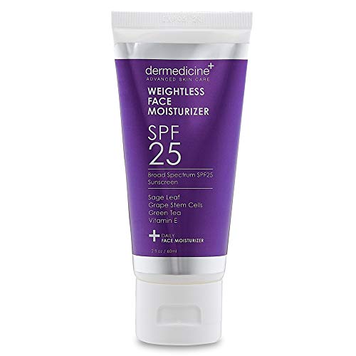 Dermedicine Weightless Face Sunscreen - Nourishes with Plant Stem Cells, SPF 25 - 2 oz