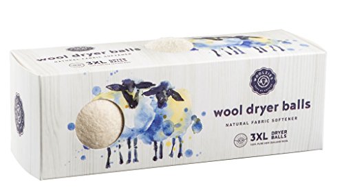 Woolzies Wool Dryer Balls - Natural Fabric Softener, 100% New Zealand Wool - 3-Pack XL