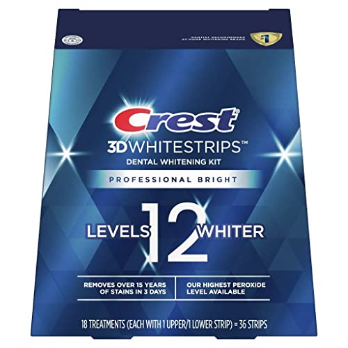 Crest 3D Whitestrips Professional Whitening Kit - 12 Levels Whiter, Enamel Safe - 18 Treatments