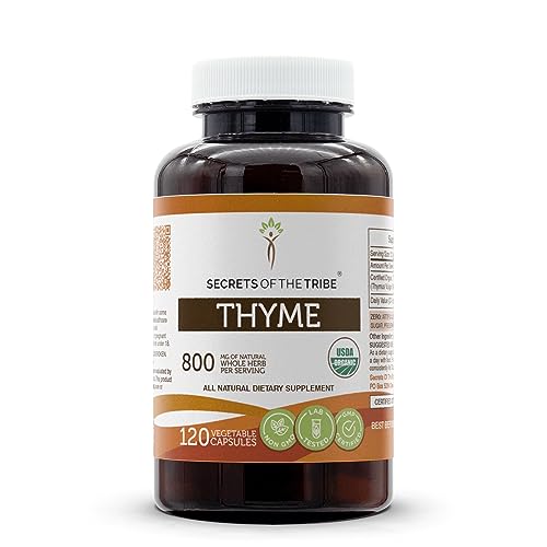 Secrets of the Tribe Herbal Supplement - USDA Organic, High Potency Thyme, 120 Capsules