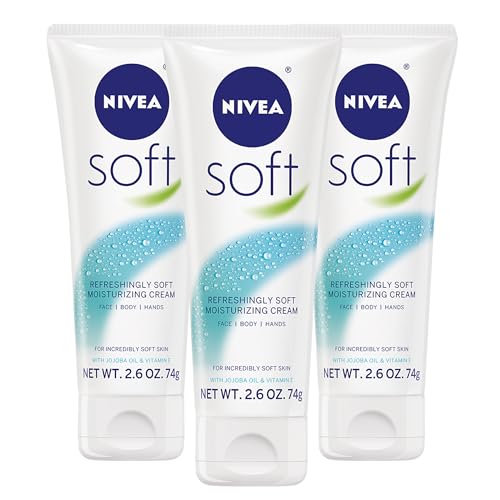 NIVEA Soft Cream - Long-Lasting Moisture with Jojoba Oil & Vitamin E - 3 Pack of 2.6oz Tubes