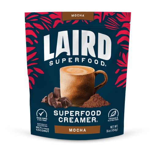 Laird Superfood Coffee Creamer - Mocha Flavor, Non-Dairy, Vegan, Gluten-Free - 16oz