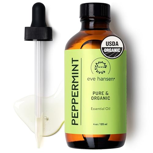 Eve Hansen Peppermint Essential Oil - USDA Organic, Invigorating Aroma for Home Use - 4oz