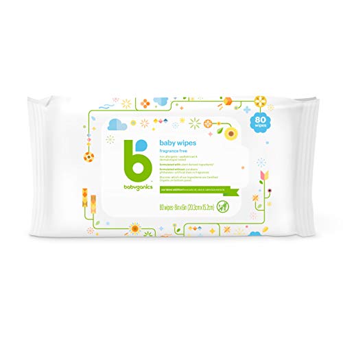 Babyganics Baby Wipes - Fragrance-Free, Plant-Based, Non-Allergenic - 80 Count