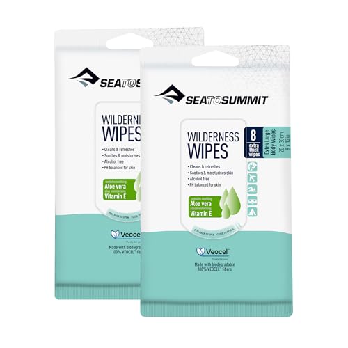 Sea to Summit XL Wilderness Wipes - Rinse-Free Cleansing, Moisturizing Aloe & Vitamin E - 2-Pack