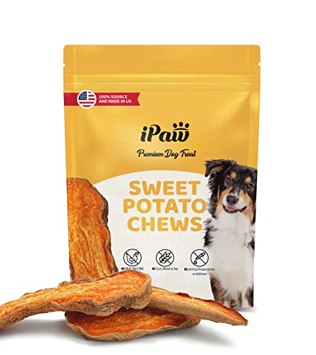 iPaw Dog Sweet Potato Chews - All-Natural, Hypoallergenic Treats for Easy Digestion - 12oz