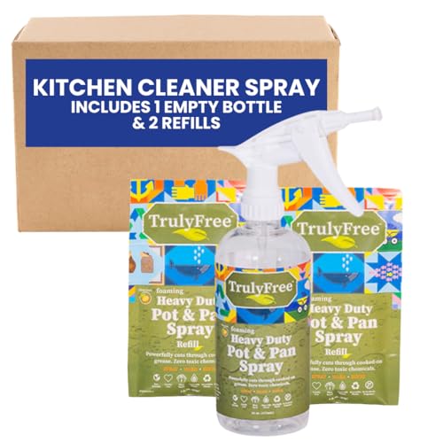 Truly Free Heavy Duty Degreaser - Fast Acting Citrus Cleaner, Gentle on Cookware - Includes Refill