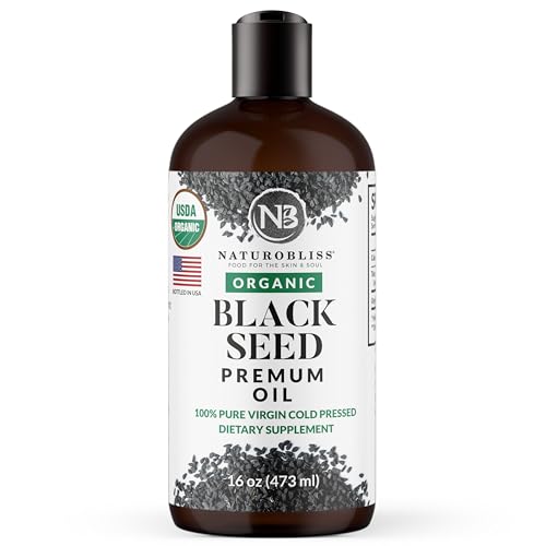 NaturoBliss Organic Black Seed Oil - Antioxidant-Rich, Immune Support, Vegan - 16oz