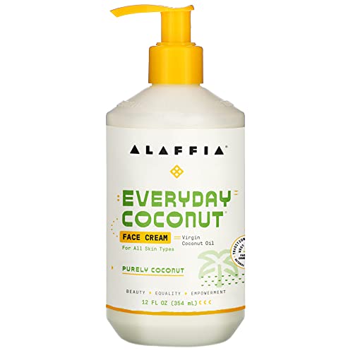 Alaffia Everyday Coconut Face Cream - Restores Firmness, Reduces Wrinkles, 12 Fl Oz